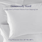 California Design Den Premium King Pillow Covers Set of 2-600 Thread Count Sateen, Natural 100% Cotton Pillow Cases King, Crisp, Durable Bedding - Light Silver