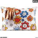 Kitsch x BT21 Satin Pillowcase with Zipper – Better Than Silk Pillowcase, Shooky Character & Funky Floral Print – Soft Cooling Toddler Bed Time Pillow Case for Hair & Skin – Queen/Standard 19x26