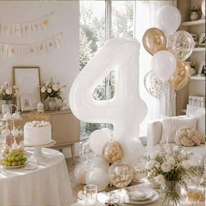 SUWEN 40 Inch White Large 14 Balloon Number Big Foil Helium Numbers 0-9 | Giant - Image 3