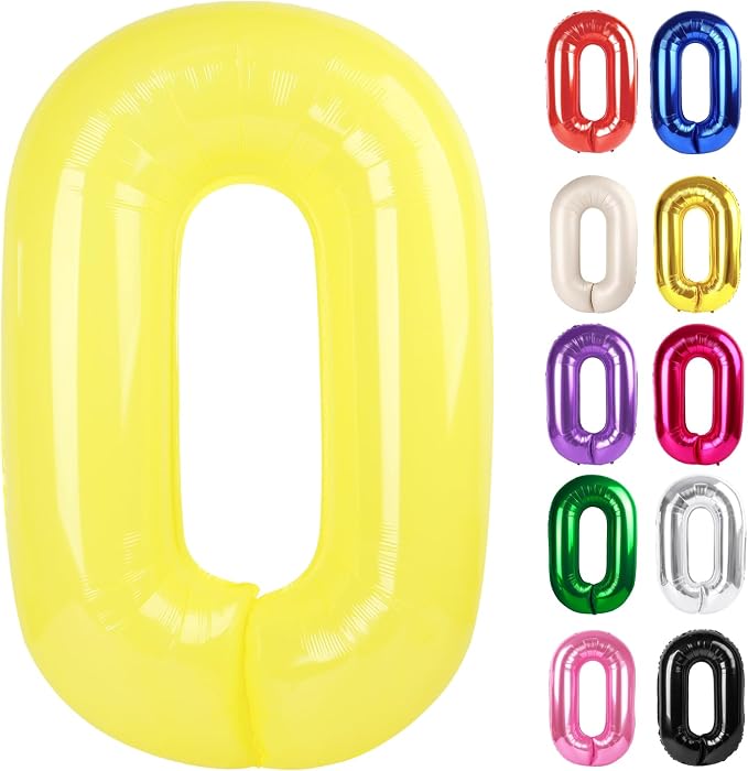 Yellow Number 0 Balloon 40 Inch by IWERP