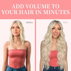 KooKaStyle Clip in Synthetic Hair Extensions Long Wavy 4PCS Thick Hairpieces Platinum Blonde Fiber Double Weft Natural Hair Extensions 20 Inch for Women