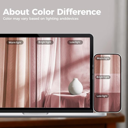 100% Blackout Curtains for Bedroom, Double Layer Pink Curtains, Room Darkening - Image 5
