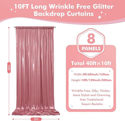 40x10ft Shimmer Rose Gold Sequin Backdrop Curtain - Image 5