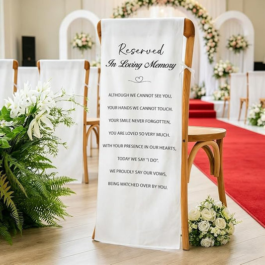 In Loving Memory Linen Wedding Chair Sign Decorations, Memorial Reserved Signs by AASRR