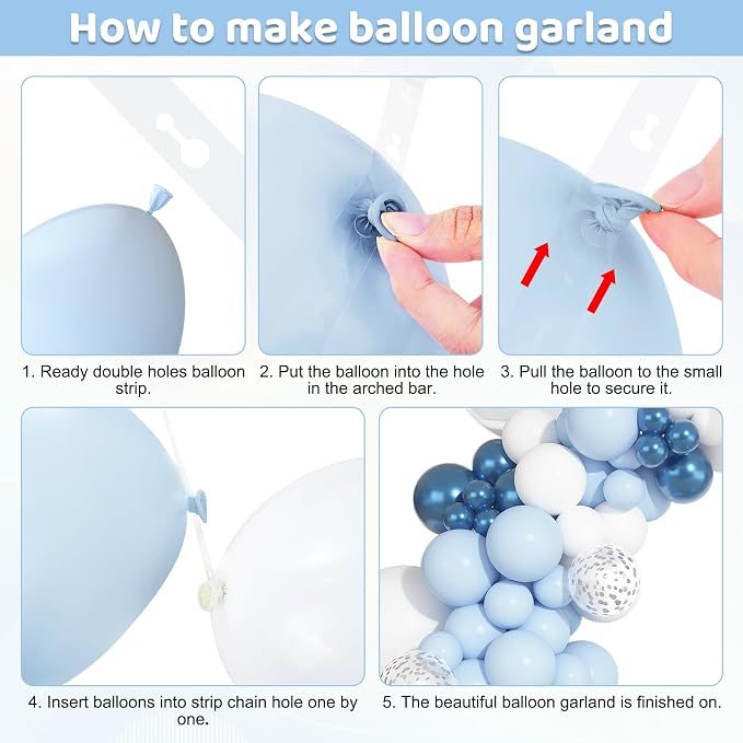 Ouddy Party 149Pcs Blue and White Balloon Arch Garland Kit 18 12 10 5Inch | - Image 4
