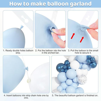 Ouddy Party 149Pcs Blue and White Balloon Arch Garland Kit 18 12 10 5Inch | - Image 4