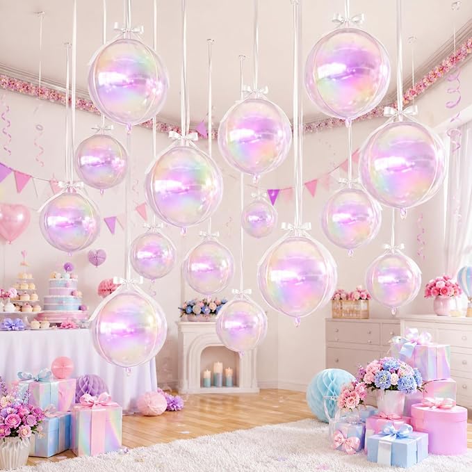 Iridescent Round Foil Balloons, Hanging Ceiling Balloons - Image 6