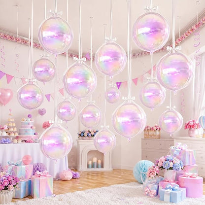 Iridescent Round Foil Balloons, Hanging Ceiling Balloons - Image 6