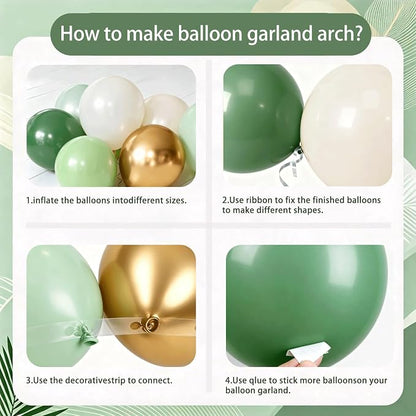 Sage Green Gold Balloon Arch Kit, Olive Dusty Green Sand White Confetti | Sage - Image 2