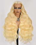 613 13x6 Lace Front Wig Human Hair 180 Density Body Wave Blonde Wig Human Hair 613 HD Lace Frontal Wigs 100% Real Human Hair No Synthetic Blend No Tangle No Shedding Triple Lifespan 3X 30 Inch