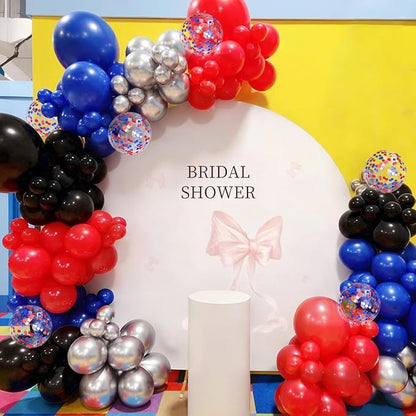 Red Black Blue Silver Balloons Garland Arch Kit - Image 7