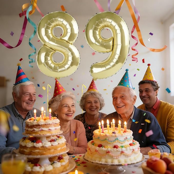 40 Inch Number 89 Balloons for 89th Birthday Party Decorations, 0-100 Champagne - Image 2