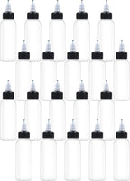 20 Pcs 2oz Plastic Squeeze Bottles with Twist Top Cap, 60ml Clear Dispensing Bottles, Empty Squirt Bottle for Liquids, Sauces, Arts, Crafts, Travel