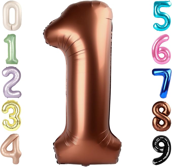 Number Balloons 40 Inch Coffee 1 Balloon by Mluchee