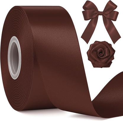 1 1/2In 30Yards Brown Ribbon for Gift Wrapping Birthday Christmas Decor | Soft by Fullive