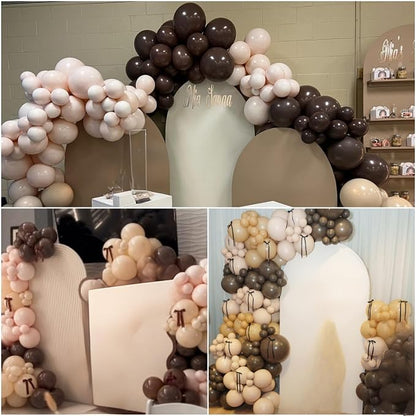 Pink and Brown Balloons Light Pink Coffee Brown Beige Balloons 12inch White - Image 4
