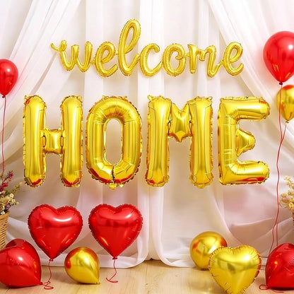 Welcome Home Balloons Red Gold, 40Inch HOME and 16Inch Welcome Foil Balloons - Image 6