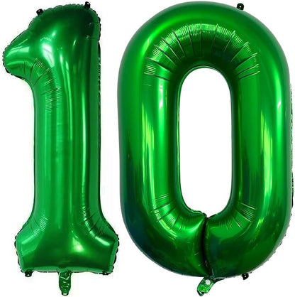 Dark Green 10 Number Balloons, 40 Inch Giant Number 10 Balloons Foil Mylar by Lovoir