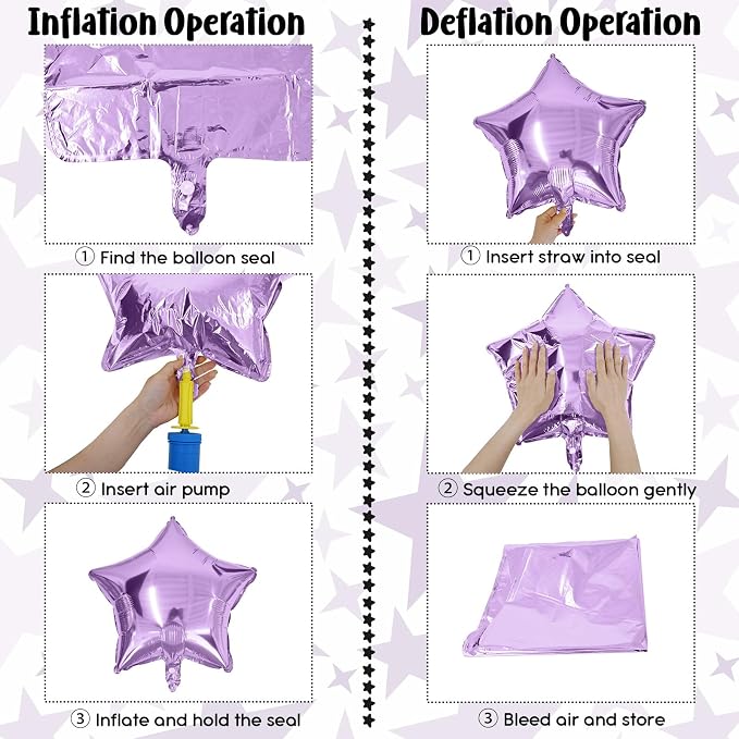 Purple Pink Star Foil Balloons Set, 18 Inch 12 Pcs Lavender Pink Pentagram - Image 7