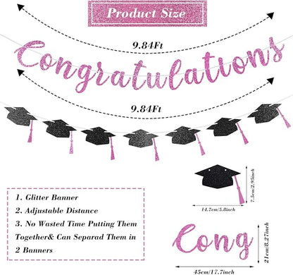Pre-Strung Congratulations Banner Glitter Congratulations Banner - Image 7