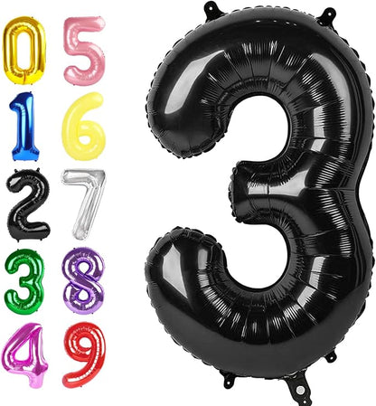 Number Balloons 40 Inch Black 2 Balloon by Argthjy
