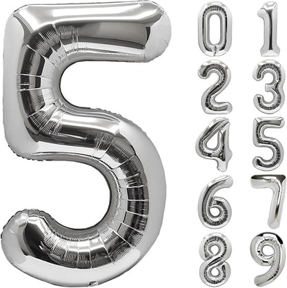 Number Balloons Silver Party Balloon by United-UnicornsParty