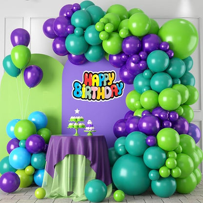 Green Purple Teal Balloon Arch Kit, Boys Birthday Party Decorations | Assorted by Sowide
