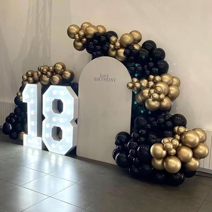 Black and Gold Balloons Garland Arch Kit, New Year, Anniversary Party - Image 7