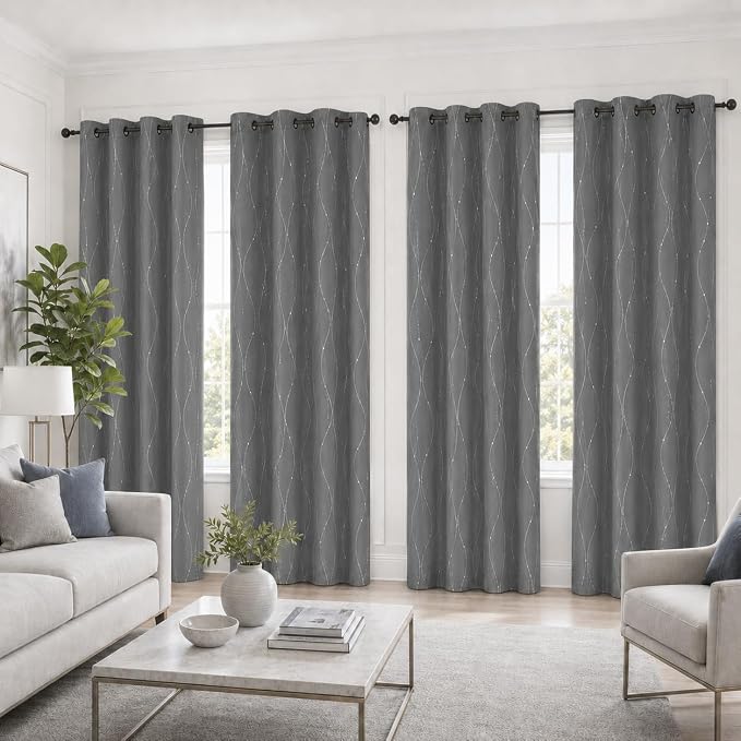 Deconovo 4 Panels Blackout Curtains, Thermal Insulated Soundproof Curtain Drapes by Deconovo