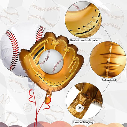 Skylety 8 Pcs Baseball Balloons Baseball Foil Glove Balloon Birthday Party - Image 2