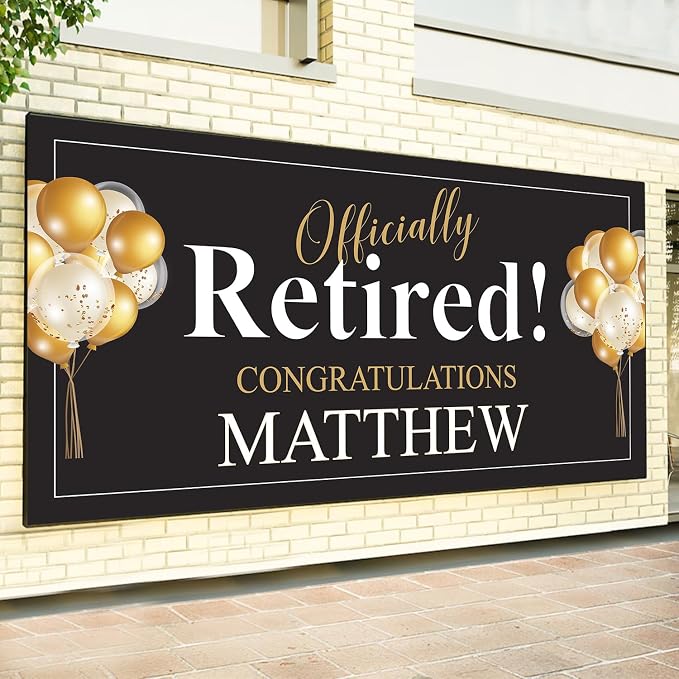 Generic Personalized Retirement Banner, and Blue, 12x24 inch, Indoor/Outdoor - Image 3