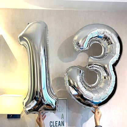 Silver 13 Number Balloons Big Giant Jumbo Large Number 13 Foil Mylar Balloons - Image 5