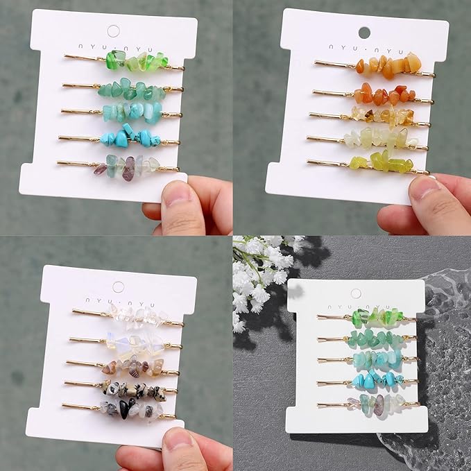 Crystal Hair Pins Gemstone Jeweled Bobby Pin Decorative Hair Accessories for Women Colorful Hairpins Set of 15