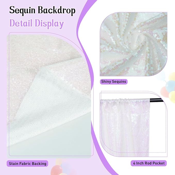 SquarePie 6x8ft Iridescent Sequin Backdrop, High Density Non-Transparent - Image 3