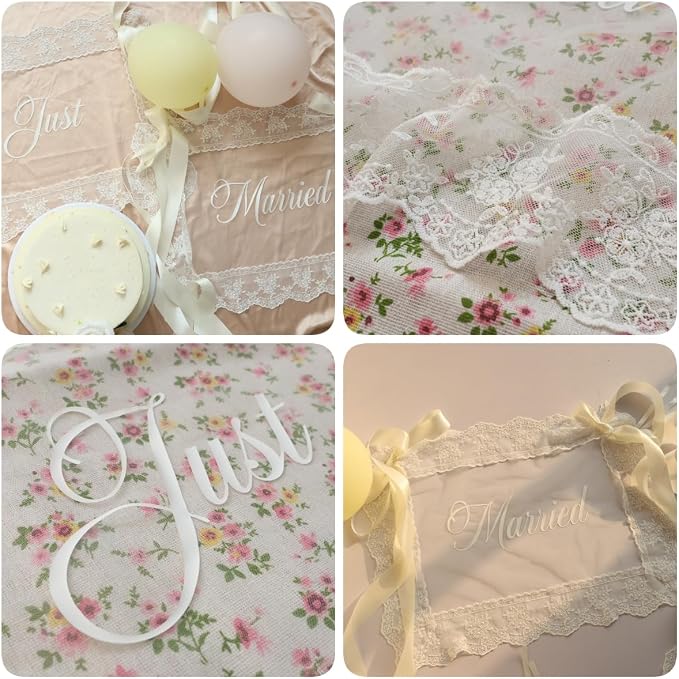 2 Pcs Just Married Sheer Lace Chair Signs - Image 2