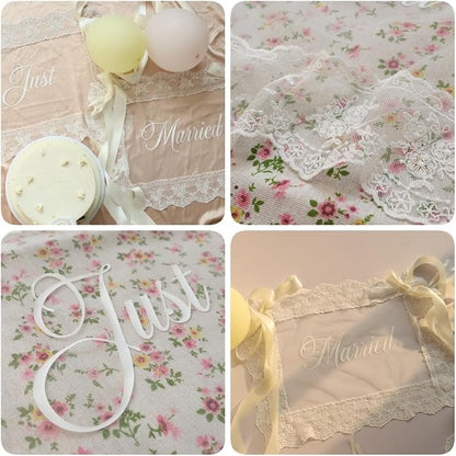 2 Pcs Just Married Sheer Lace Chair Signs - Image 2
