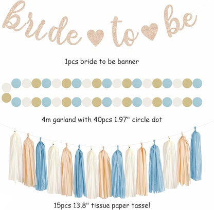 Light-Dusty Blue Beige-Champagne Bridal-Shower Party-Decorations - Image 2