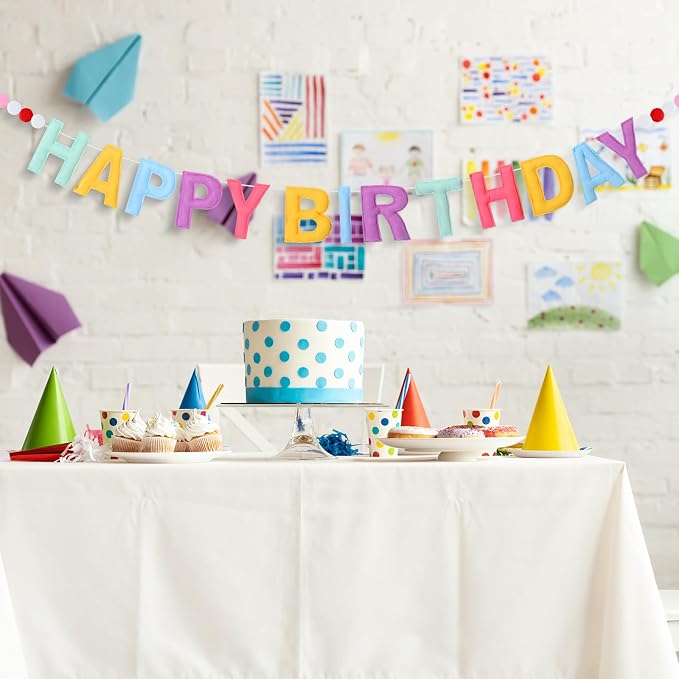 Felt Happy Birthday Garland Rainbow Banner Reusable Happy Birthday Sign Party - Image 3