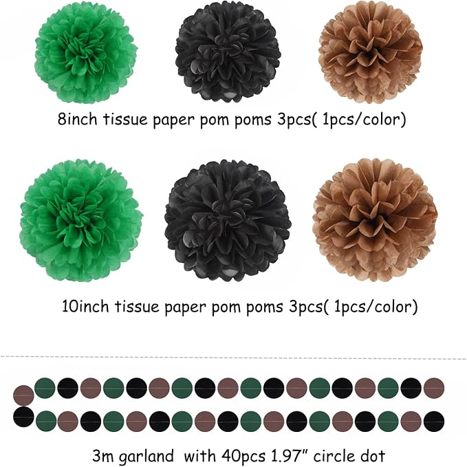 Green Black Brown Party Decorations - Image 3