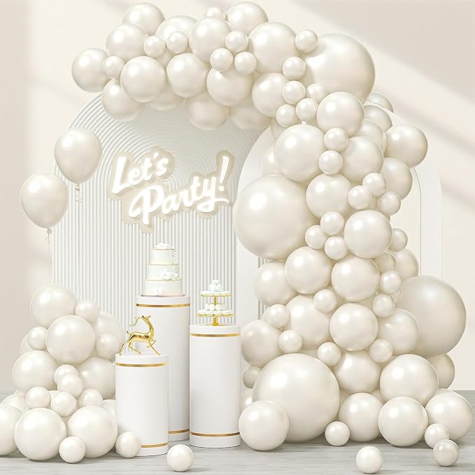 Awenztech 122pcs Pearl White Balloon Arch Kit, 18 12 10 5 inch Pearl White by Awenztech
