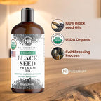 NaturoBliss Organic Black Seed Oil 100 Virgin Cold Pressed Omega 3 6 9 Super Antioxidant for Immune Support, Joints, Mobility, Digestion, Hair Skin Vegan, Gluten-Free, Non-GMO USDA Certified 8oz