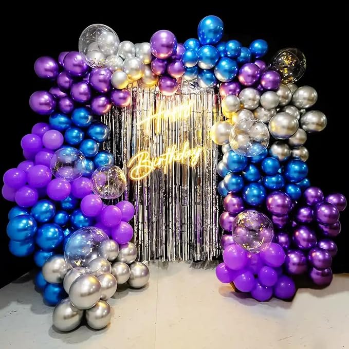 Black Purple Blue Balloons Set, 12 Inch Metallic Blue Purple Balloon Helium - Image 6
