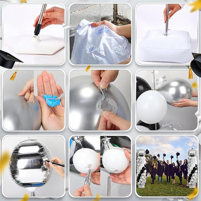 2 Sets Black Silver White Balloon Column Stand Kit, Adjustable Floor Tower - Image 5