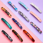 12 Pieces Hair Barrettes for Women Tortoise Shell Acetate French Skinny Clip Automatic Ponytail Barrettes for Women Fine Thin Hair Accessories(Fresh Color)
