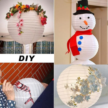 LURICO 10 Packs 12 Inch White Paper Lanterns Round Chinese/Japanese Hanging - Image 5
