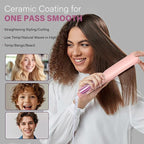 Hair Straightener, 1.25” Flat Iron and Curler 2 in 1, Ceramic Coating, Quick Heat Up, 4 Temp. Options, for All Hair Type, Less Frizz, Shinier and Smoother, Dual Voltage for Travel (Pink)