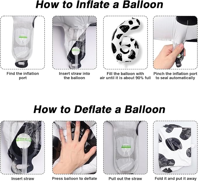 40 Inch Cow Print Number 6 Balloon, Large Black & White Decor - Image 4