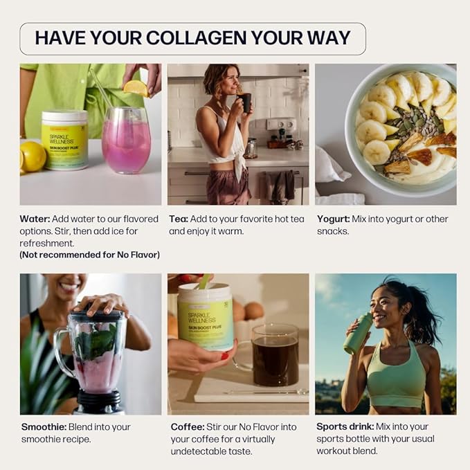 Sparkle Wellness VERISOL Bioactive Hydrolyzed Collagen Peptides | Collagen Powder Supplement with Vitamin C & Hyaluronic Acid for Hair, Skin, and Nail Health | Skin Boost Plus (No Flavor) [50-Serves]
