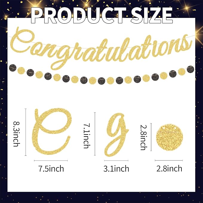 Gold Glitter Congratulations Banner - Image 2