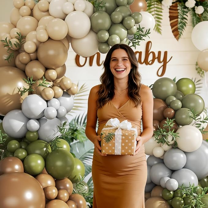 Brown Sage Green Balloon Arch Kit - Image 4